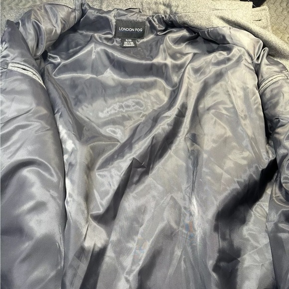 London Fog Gray Button Up Mens Sz XL Multi Pocket Wool Overcoat Trench Coat - Picture 4 of 12